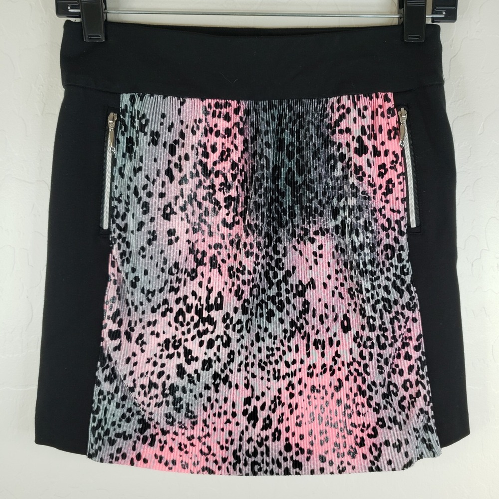 Jamie Sadock Skort Women's Size 2 Crinkle Animal Print Black Pink Golf‎ Skort